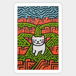 Riso-graphic Cat's Joyful Field Sticker